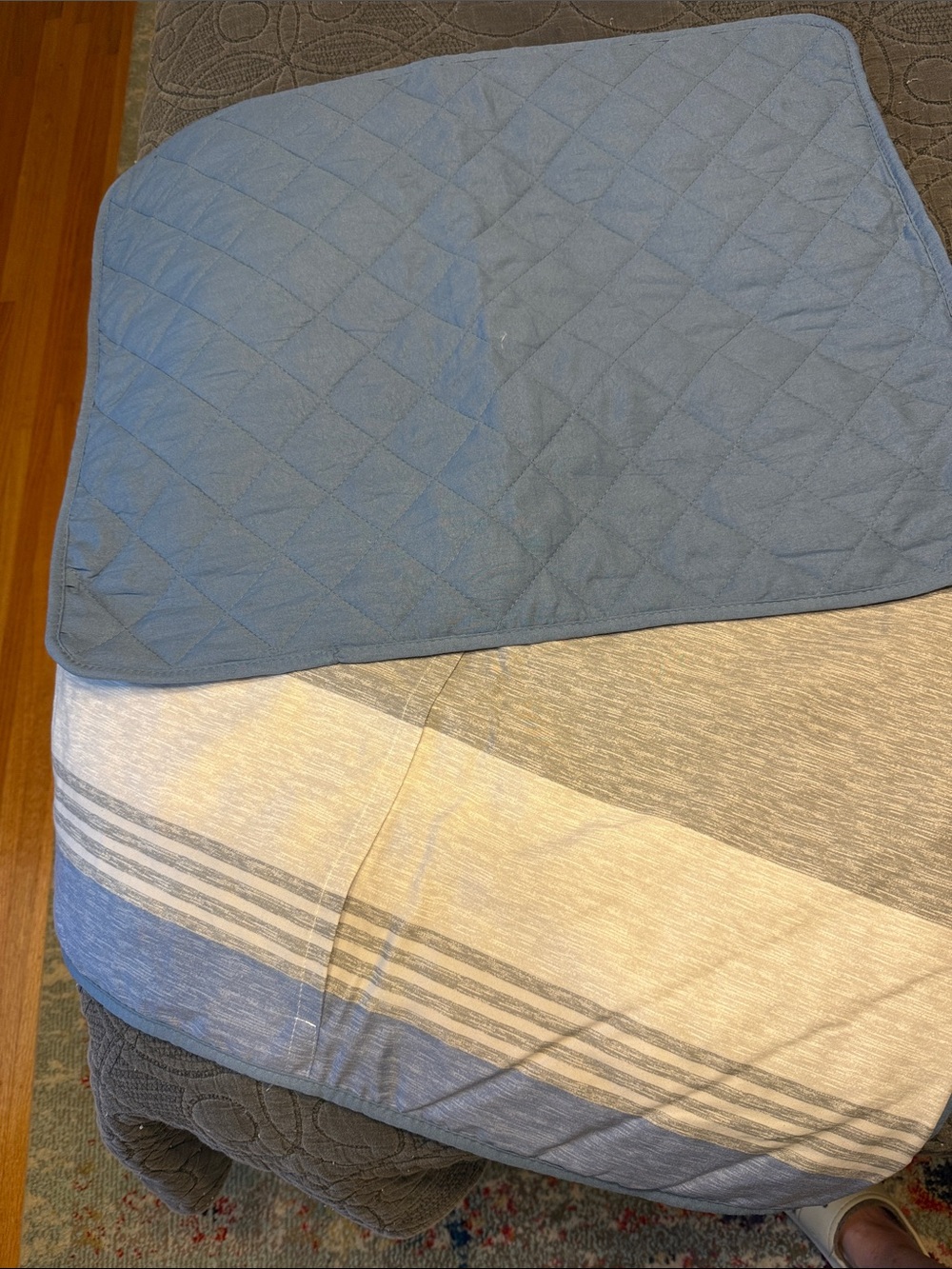 2 Shams - Blue Quilted Pillow Covers